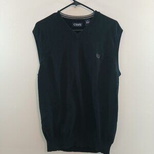 Chaps Mens Black V-Neck Sleeveless Sweater Vest Size Large